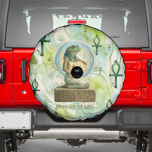 Heqet Nile Ankh Symbol Spare Tire Cover Egyptian Lotus Motif in Watercolor Life Theme