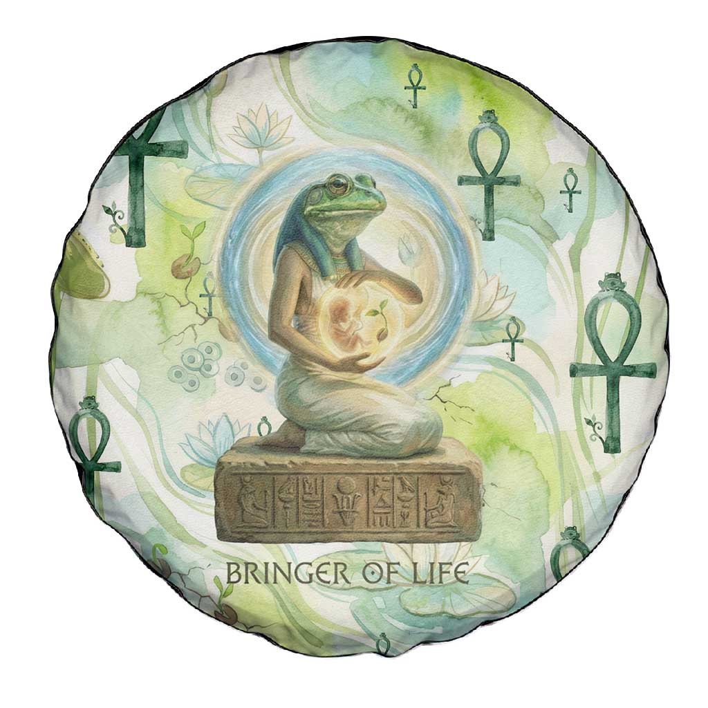 Heqet Nile Ankh Symbol Spare Tire Cover Egyptian Lotus Motif in Watercolor Life Theme