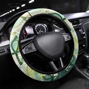 Heqet Nile Ankh Symbol Steering Wheel Cover Egyptian Lotus Motif in Watercolor Life Theme