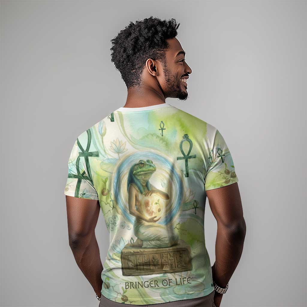 Heqet Nile Ankh Symbol T shirt Egyptian Lotus Motif in Watercolor Life Theme
