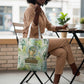 Heqet Nile Ankh Symbol Tote Bag Egyptian Lotus Motif in Watercolor Life Theme