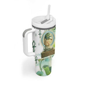 Heqet Nile Ankh Symbol Tumbler With Handle Egyptian Lotus Motif in Watercolor Life Theme