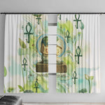 Heqet Nile Ankh Symbol Window Curtain Egyptian Lotus Motif in Watercolor Life Theme