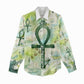 Heqet Nile Ankh Symbol Women Casual Shirt Egyptian Lotus Motif in Watercolor Life Theme