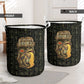 Heqet Ornate Frog Egyptian Laundry Basket with Hieroglyphic Backdrop in Creation Theme
