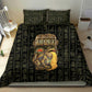 Heqet Ornate Frog Egyptian Bedding Set with Hieroglyphic Backdrop in Creation Theme