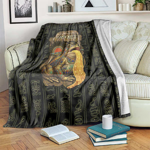 Heqet Ornate Frog Egyptian Blanket with Hieroglyphic Backdrop in Creation Theme