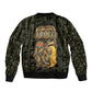 Heqet Ornate Frog Egyptian Bomber Jacket with Hieroglyphic Backdrop in Creation Theme