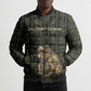 Heqet Ornate Frog Egyptian Bomber Puffer Jacket with Hieroglyphic Backdrop in Creation Theme