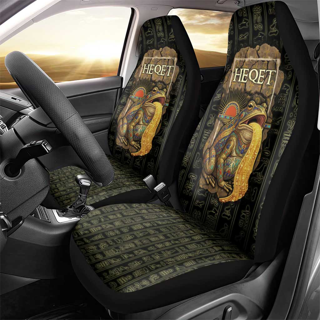 Heqet Ornate Frog Egyptian Car Seat Cover with Hieroglyphic Backdrop in Creation Theme