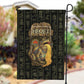 Heqet Ornate Frog Egyptian Garden Flag with Hieroglyphic Backdrop in Creation Theme