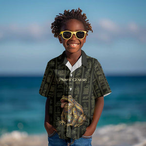 Heqet Ornate Frog Egyptian Kid Hawaiian Shirt with Hieroglyphic Backdrop in Creation Theme