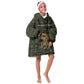 Heqet Ornate Frog Egyptian Kid Wearable Blanket Hoodie with Hieroglyphic Backdrop in Creation Theme