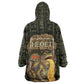 Heqet Ornate Frog Egyptian Kid Wearable Blanket Hoodie with Hieroglyphic Backdrop in Creation Theme