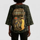 Heqet Ornate Frog Egyptian Kimono Sleeve Blouse with Hieroglyphic Backdrop in Creation Theme
