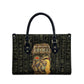 Heqet Ornate Frog Egyptian Leather Bag with Hieroglyphic Backdrop in Creation Theme