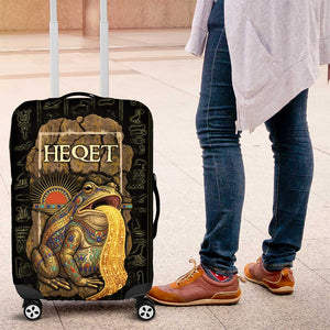 Heqet Ornate Frog Egyptian Luggage Cover with Hieroglyphic Backdrop in Creation Theme