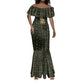 Heqet Ornate Frog Egyptian Mermaid Dress with Hieroglyphic Backdrop in Creation Theme