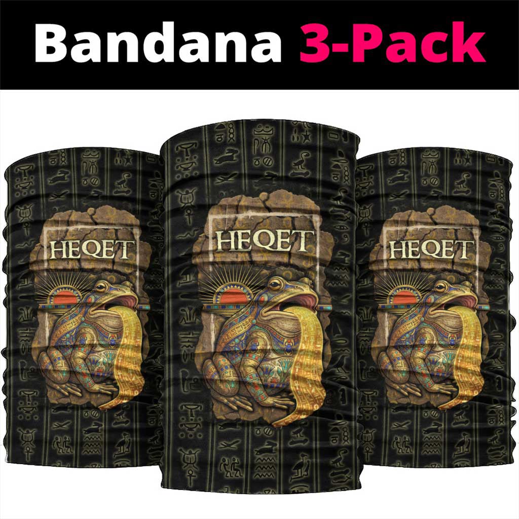 Heqet Ornate Frog Egyptian Neck Gaiter with Hieroglyphic Backdrop in Creation Theme