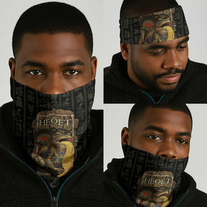 Heqet Ornate Frog Egyptian Neck Gaiter with Hieroglyphic Backdrop in Creation Theme