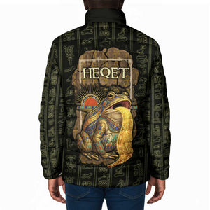 Heqet Ornate Frog Egyptian Padded Jacket with Hieroglyphic Backdrop in Creation Theme