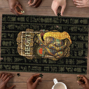 Heqet Ornate Frog Egyptian Puzzle with Hieroglyphic Backdrop in Creation Theme