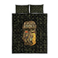 Heqet Ornate Frog Egyptian Quilt Bed Set with Hieroglyphic Backdrop in Creation Theme