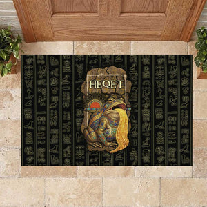 Heqet Ornate Frog Egyptian Rubber Doormat with Hieroglyphic Backdrop in Creation Theme
