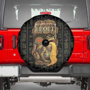 Heqet Ornate Frog Egyptian Spare Tire Cover with Hieroglyphic Backdrop in Creation Theme