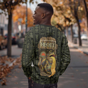Heqet Ornate Frog Egyptian Sweatshirt with Hieroglyphic Backdrop in Creation Theme