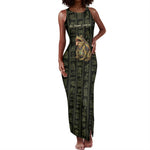 Heqet Ornate Frog Egyptian Tank Maxi Dress with Hieroglyphic Backdrop in Creation Theme