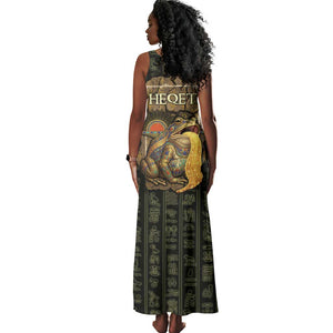 Heqet Ornate Frog Egyptian Tank Maxi Dress with Hieroglyphic Backdrop in Creation Theme