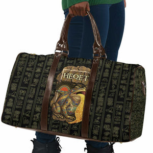 Heqet Ornate Frog Egyptian Travel Bag with Hieroglyphic Backdrop in Creation Theme