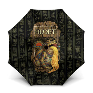Heqet Ornate Frog Egyptian Umbrella with Hieroglyphic Backdrop in Creation Theme