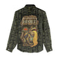 Heqet Ornate Frog Egyptian Women Casual Shirt with Hieroglyphic Backdrop in Creation Theme