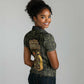 Heqet Ornate Frog Egyptian Women Polo Shirt with Hieroglyphic Backdrop in Creation Theme
