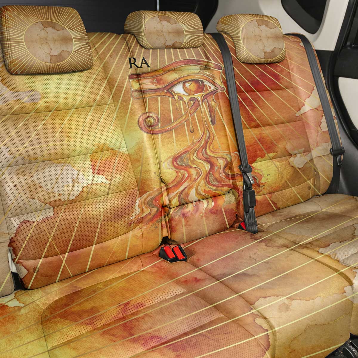 Ra Egyptian Back Car Seat Cover Sun God Eye of Ra Fiery Wings Eternal Source Golden Light