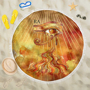Ra Egyptian Beach Blanket Sun God Eye of Ra Fiery Wings Eternal Source Golden Light