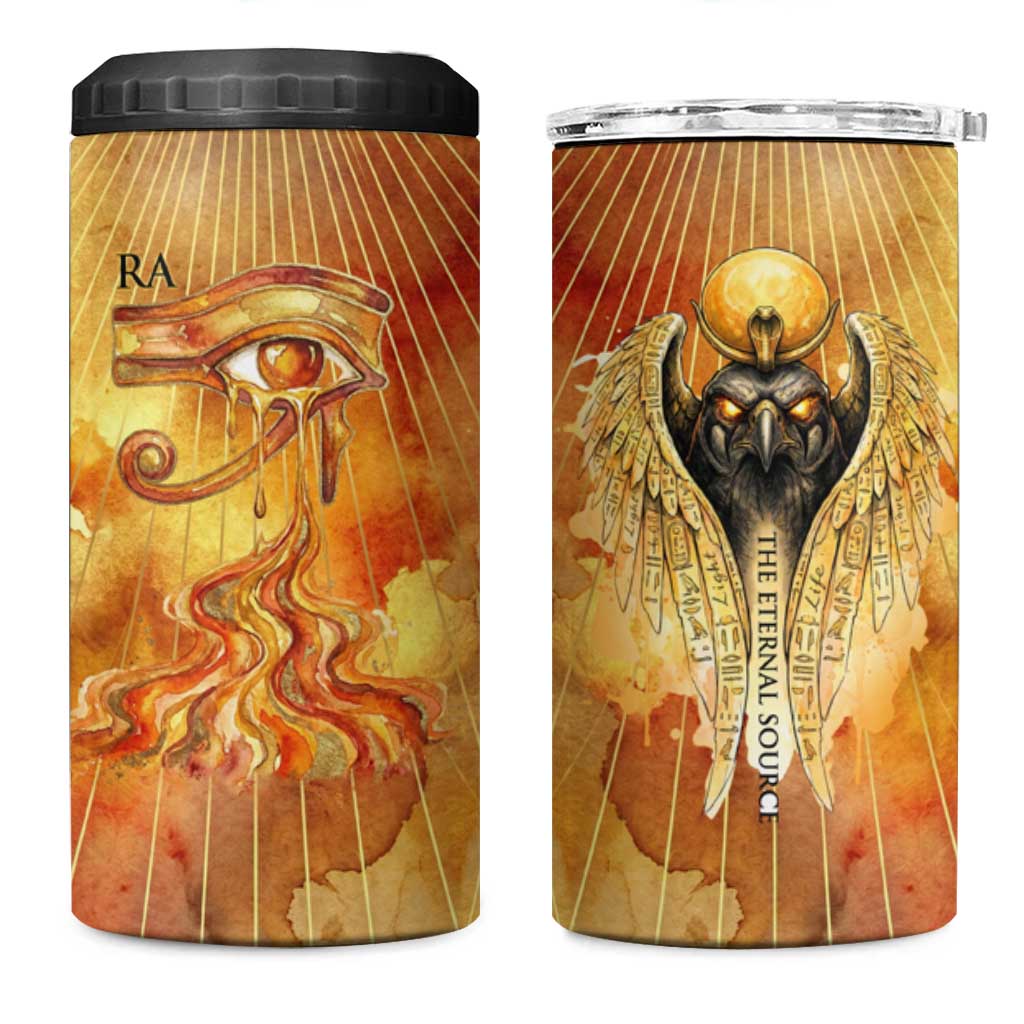 Ra Egyptian 4 in 1 Can Cooler Tumbler Sun God Eye of Ra Fiery Wings Eternal Source Golden Light