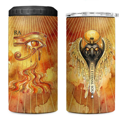 Ra Egyptian 4 in 1 Can Cooler Tumbler Sun God Eye of Ra Fiery Wings Eternal Source Golden Light