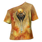Ra Egyptian Cross Shoulder Shirt Sun God Eye of Ra Fiery Wings Eternal Source Golden Light