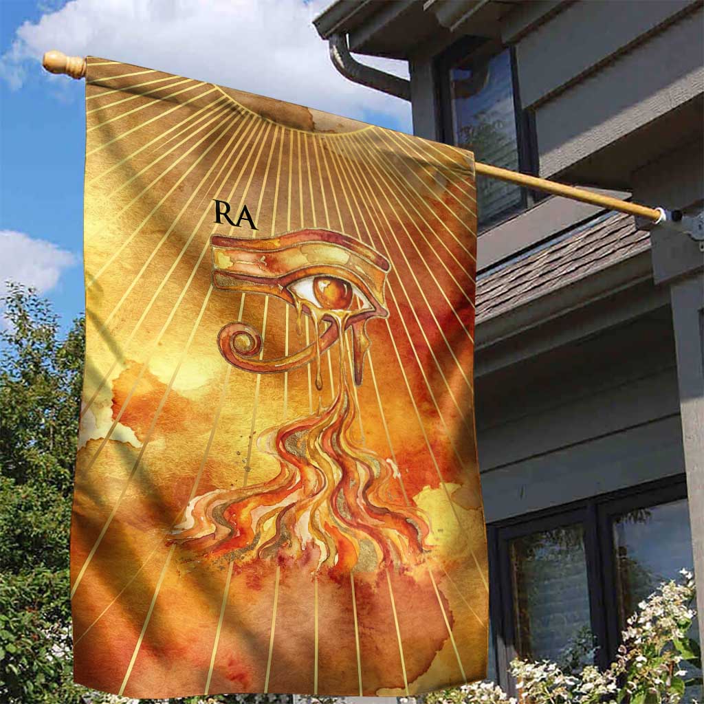 Ra Egyptian Garden Flag Sun God Eye of Ra Fiery Wings Eternal Source Golden Light