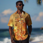 Ra Egyptian Hawaiian Shirt Sun God Eye of Ra Fiery Wings Eternal Source Golden Light