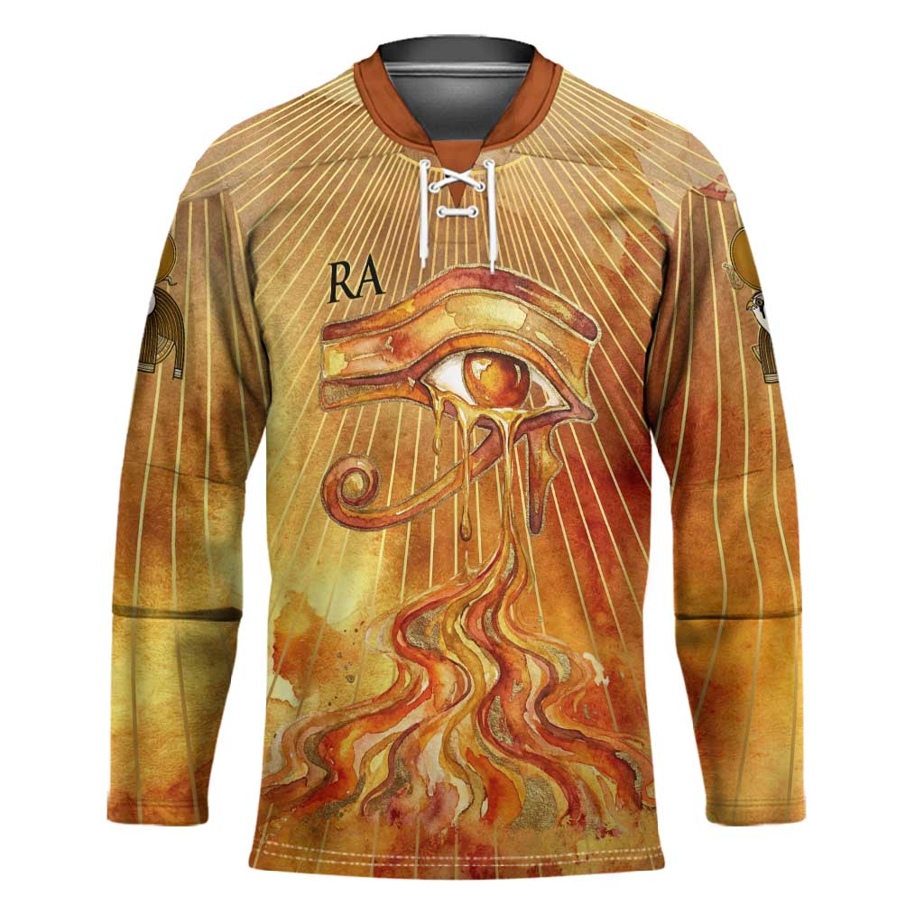 Ra Egyptian Hockey Jersey Sun God Eye of Ra Fiery Wings Eternal Source Golden Light