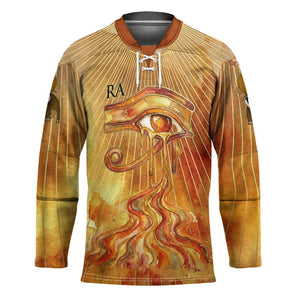 Ra Egyptian Hockey Jersey Sun God Eye of Ra Fiery Wings Eternal Source Golden Light