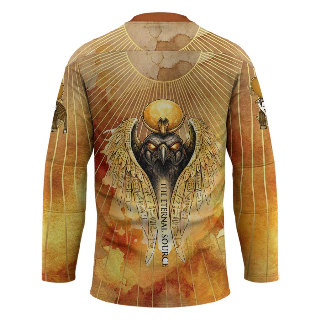 Ra Egyptian Hockey Jersey Sun God Eye of Ra Fiery Wings Eternal Source Golden Light