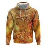 Ra Egyptian Hoodie Sun God Eye of Ra Fiery Wings Eternal Source Golden Light