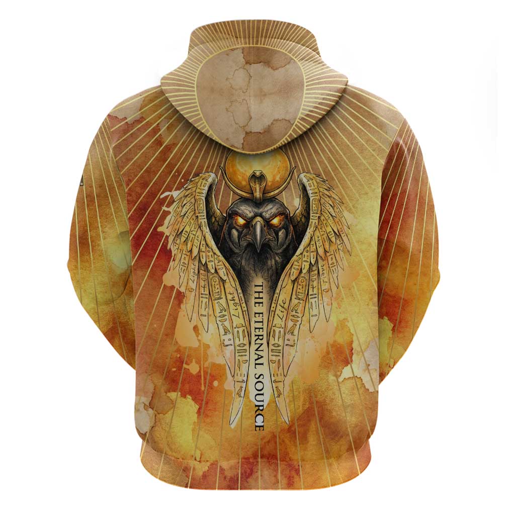 Ra Egyptian Hoodie Sun God Eye of Ra Fiery Wings Eternal Source Golden Light