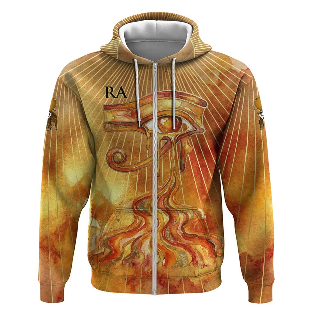 Ra Egyptian Hoodie Sun God Eye of Ra Fiery Wings Eternal Source Golden Light