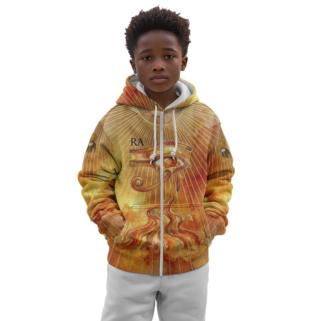 Ra Egyptian Kid Hoodie Sun God Eye of Ra Fiery Wings Eternal Source Golden Light